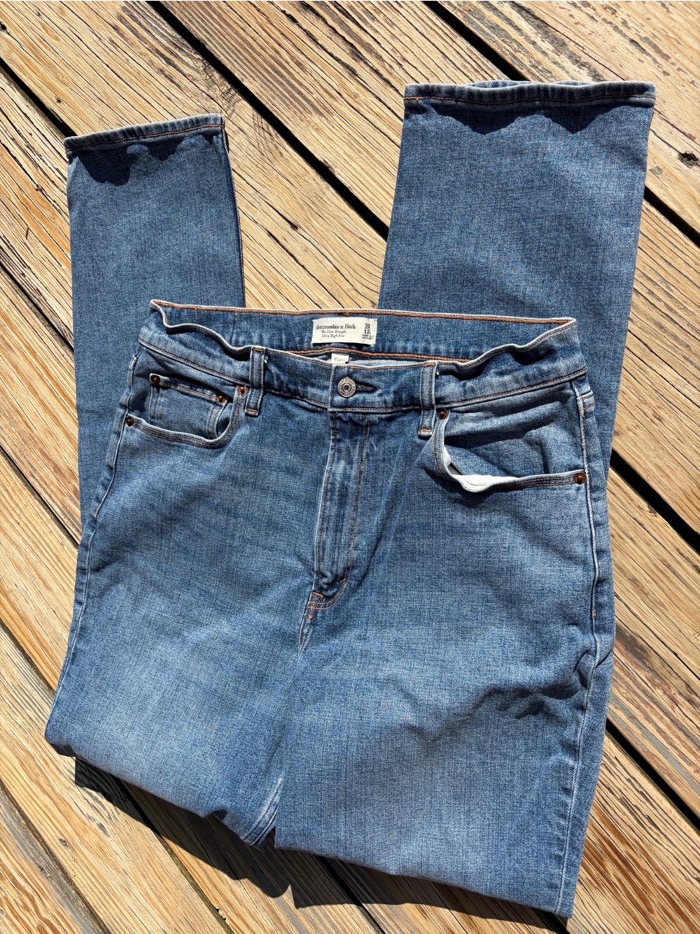 Abercrombie & Fitch the slim straight ultra high rise Jeans 31/12L curve love - Picture 11 of 16